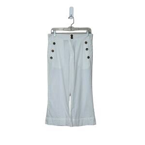 Jen’s Pirate Booty white linen cropped pants size M
